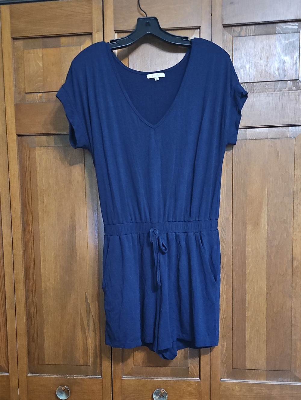 Z Supply Navy V-Neck Short Sleeve Romper